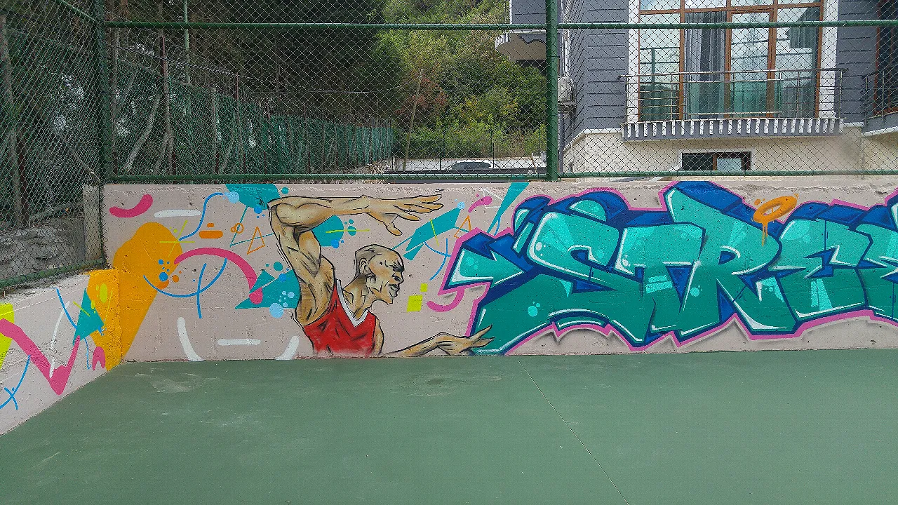 basit basketbolcu çizimi ve graffiti